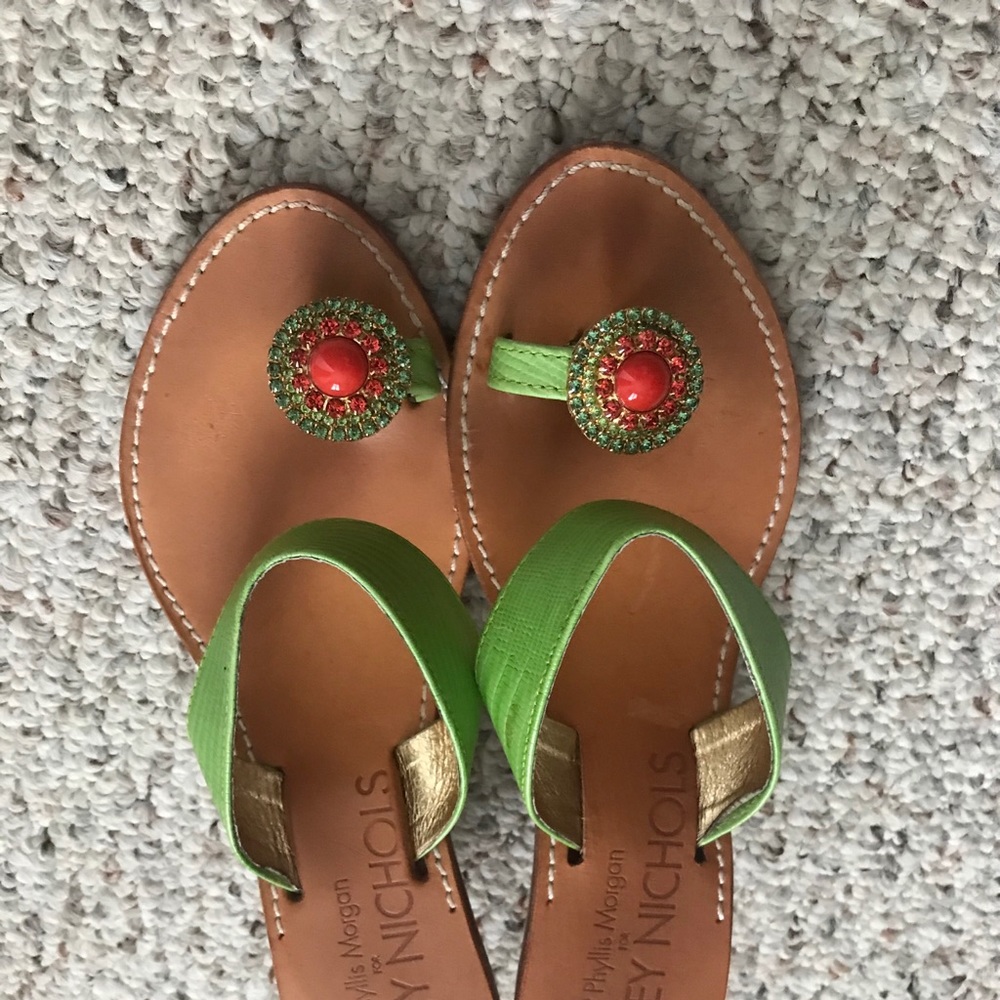 Green Toe Ring Sparkle sandal,fit in size 7.5